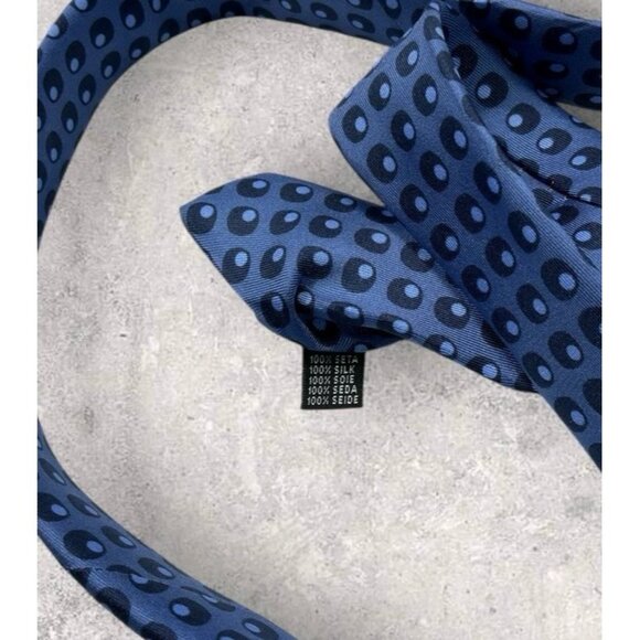 SIMONS Silk Tie ITALY XL Bue Navy Geometric W:2.4" EUC - Picture 4 of 6